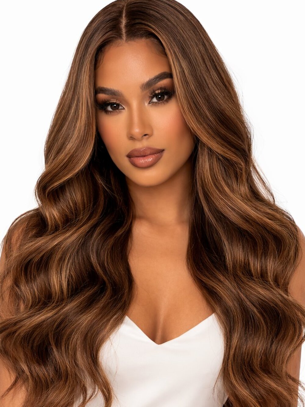 Wavy Brown Wig Long Synthetic Hair Body Wave Natural Looking Heat Resistant